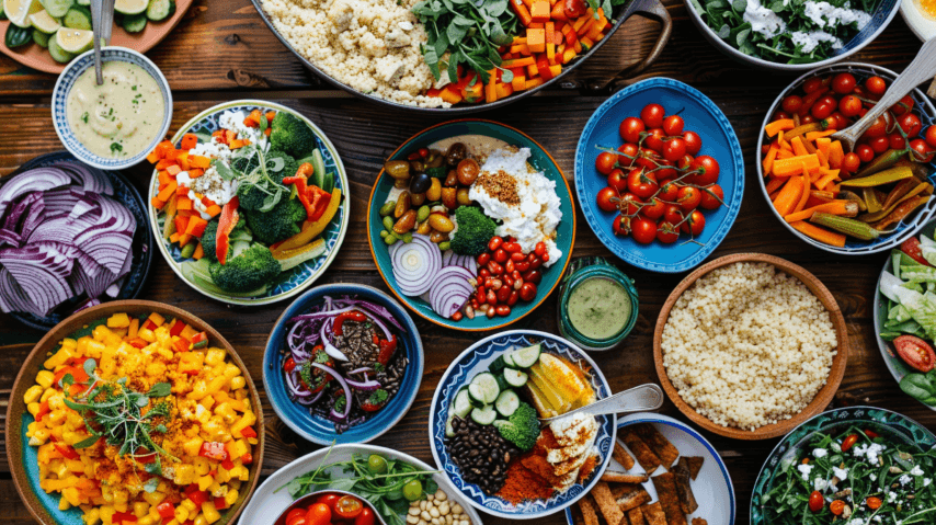 מנות סלטים מגוונות במסעדה כשרה